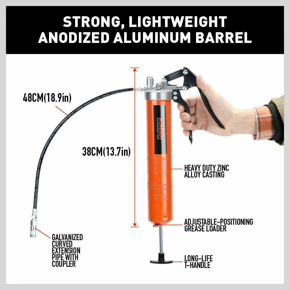 18'' Manual Pistol Grip Grease Gun | Flow Pressure 4500PSI | Flexi Hose & Coupler