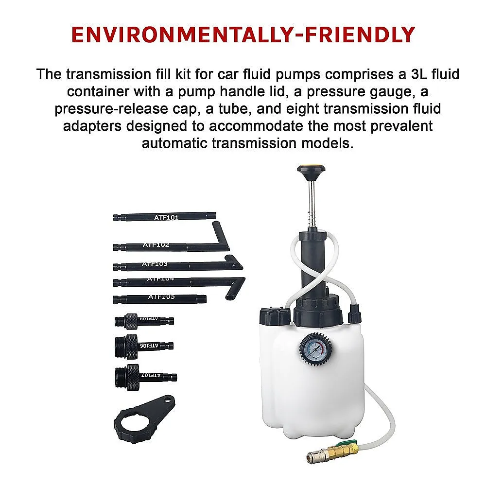 3L Transmission Oil Filling System | Fluid Pump | Manual Tool with 8pc ATF Adaptors