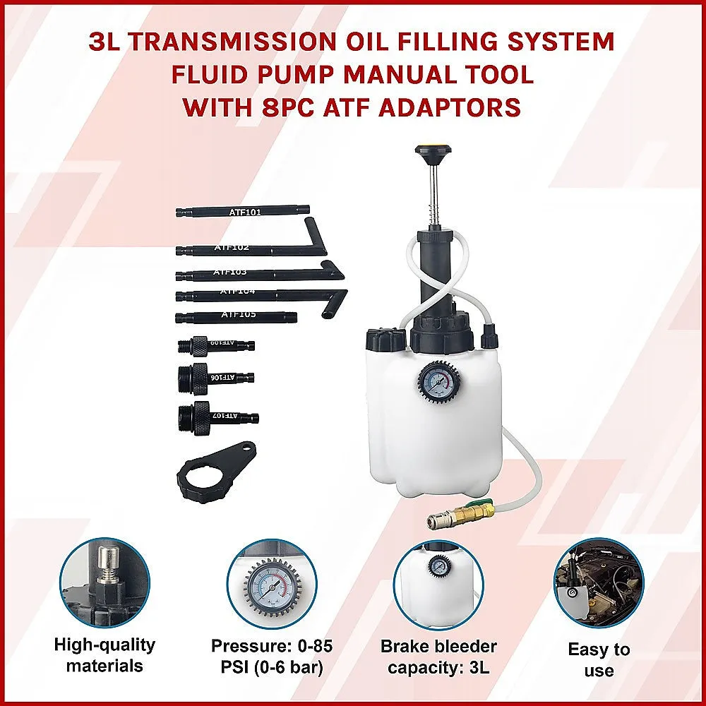 3L Transmission Oil Filling System | Fluid Pump | Manual Tool with 8pc ATF Adaptors