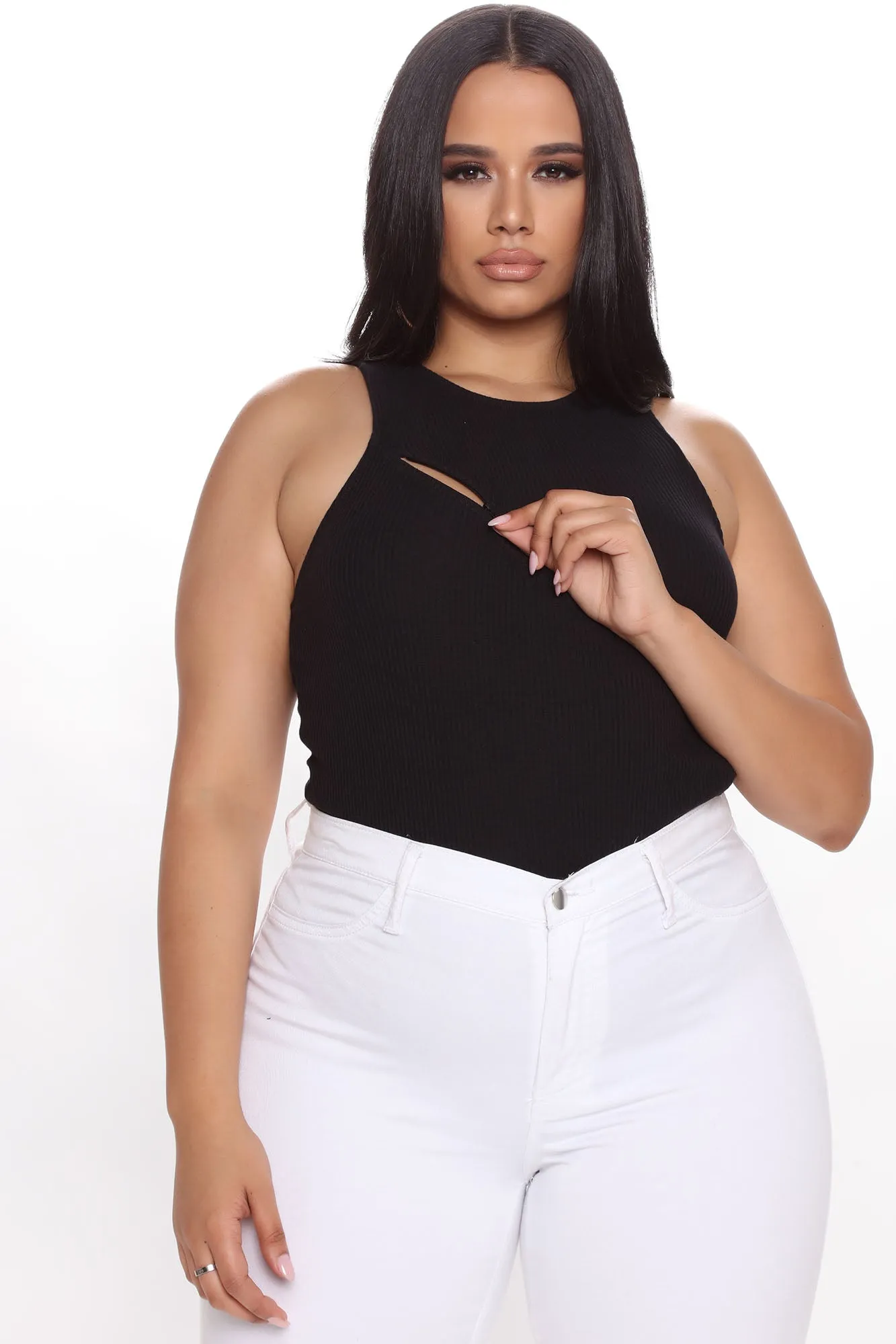 A Nice Little Peek High Neck Bodysuit - Black