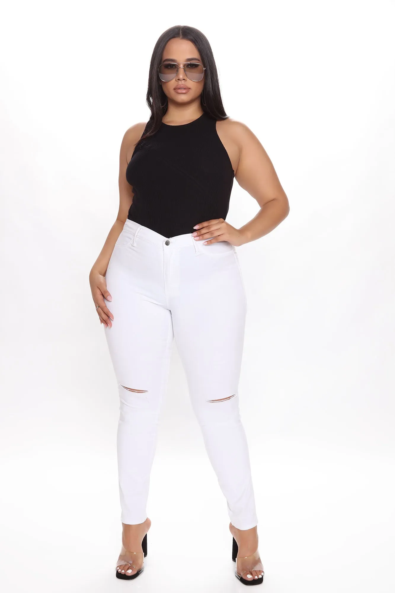 A Nice Little Peek High Neck Bodysuit - Black