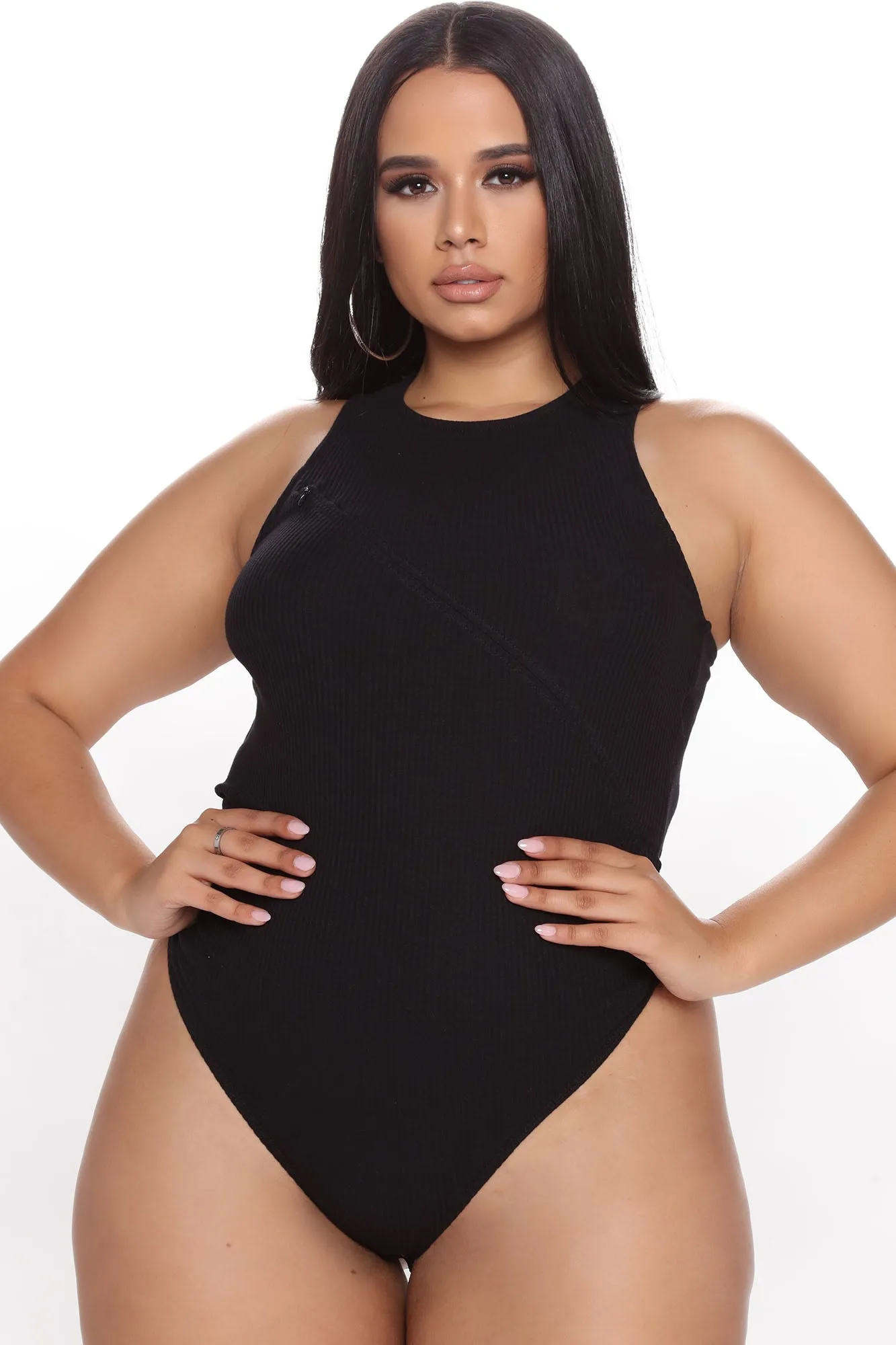 A Nice Little Peek High Neck Bodysuit - Black