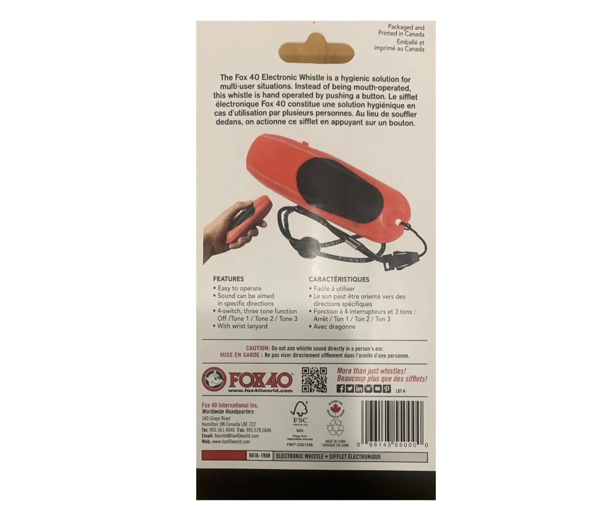 FOX40 Red Hand-Held Hockey Referee Electronic Whistle