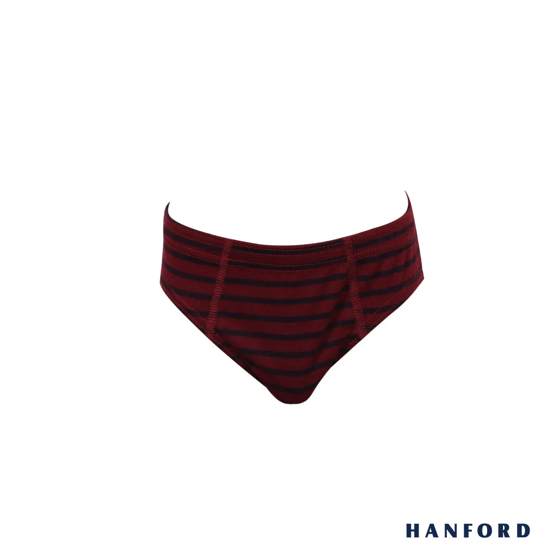 Hanford Kids/Teens Regular Cotton Briefs Inside Garter Arken - 2 Plain Color/1 Stripe (3in1 Pack)