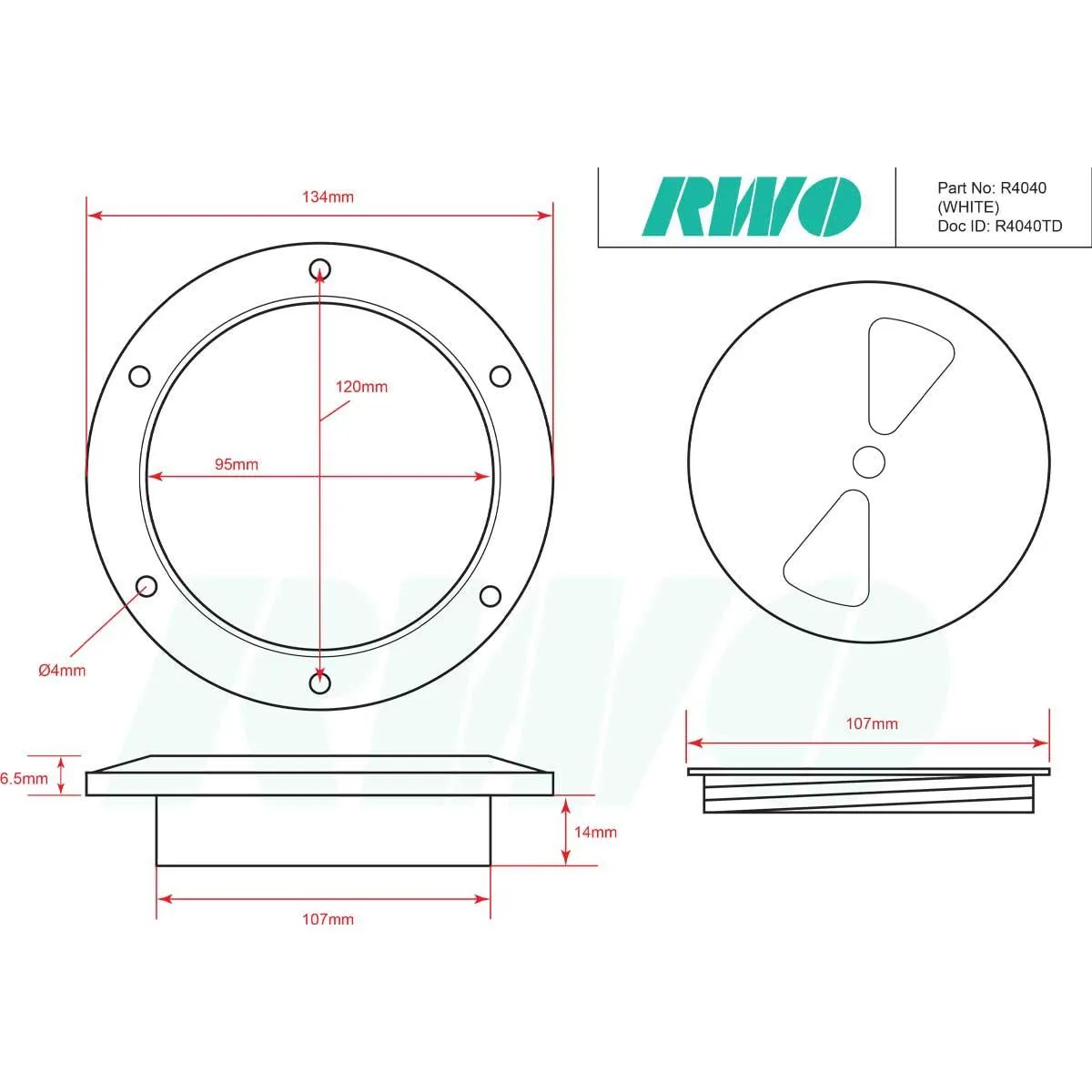 RWO 4 Inch Inspection Hatch - Black